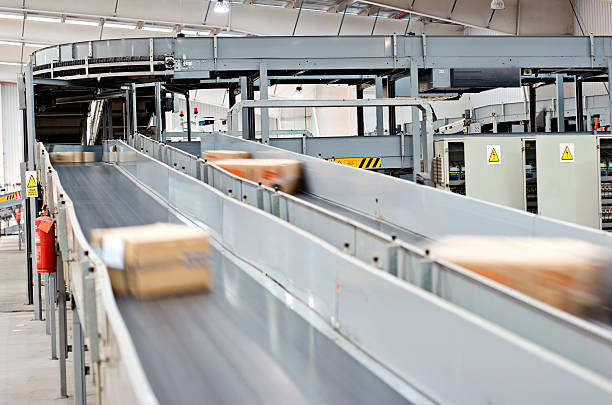 package on the warehouse conveyor belt 