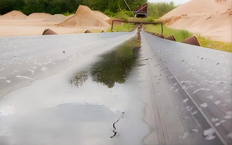 rubber conveyor belt with water 