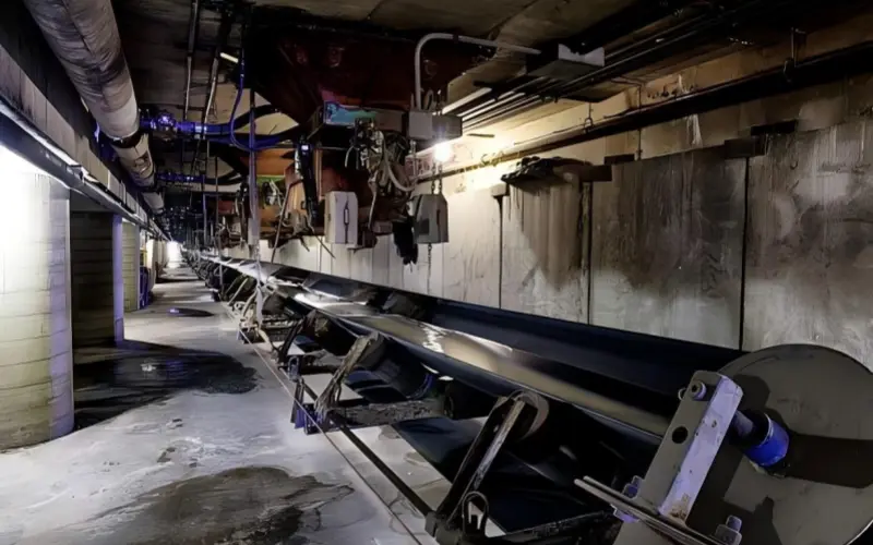 underground conveyor belt view