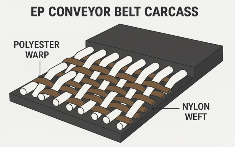 3.ep polyester conveyor belt carcass structure view