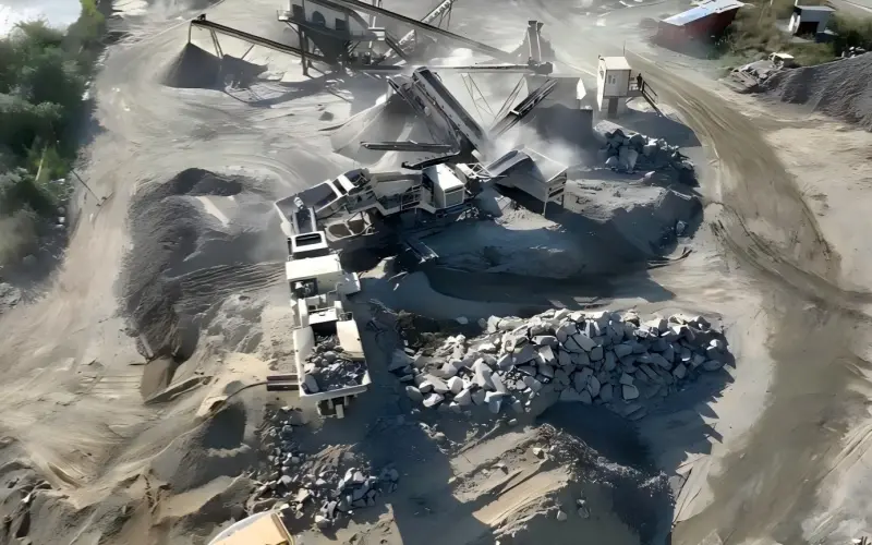 7.rock crusher conveyor belt over view