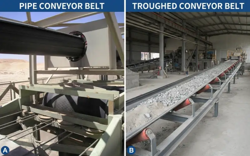 5.Pipe Conveyor Belts vs Trough Conveyor Belts